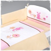 5-dielny posteľný komplet 135x100cm, Zajačik/béžovo-ružový